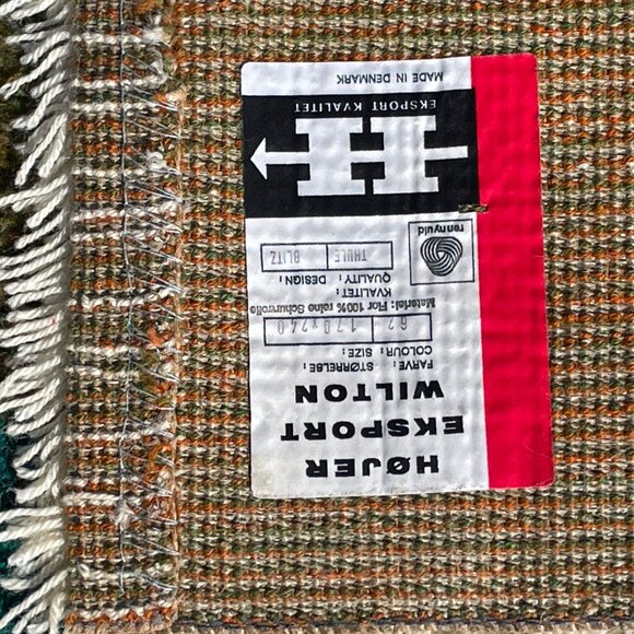60's EKSPORT WILTON Lightening UNUSED Mid Century Modern Rya Danish Rug Wool - Picture 7 of 7